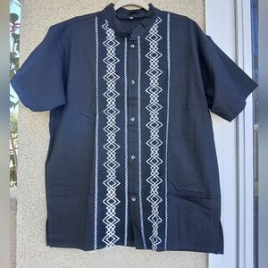 New Black Shirt with White Embroidery
